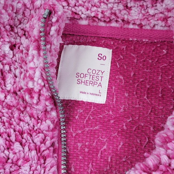 So Cozy Women's Softest Sherpa Pink White Marbled Quarter Zip Pullover Sz Large - Picture 3 of 5